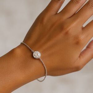 1.0ct Moissanite Bezel Station Bracelet Solid 925 Silver